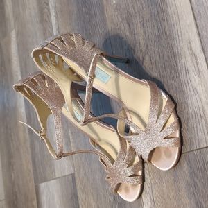 Blue by Betsey Johnson gold wedding heels
